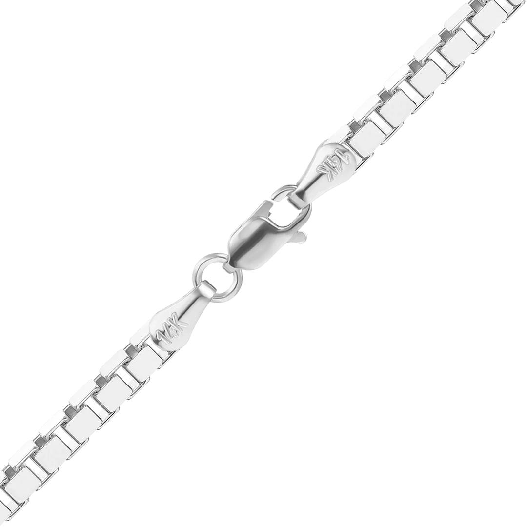 14K White Gold Venetian Box Chain Bracelet Solid Gold Not Plated