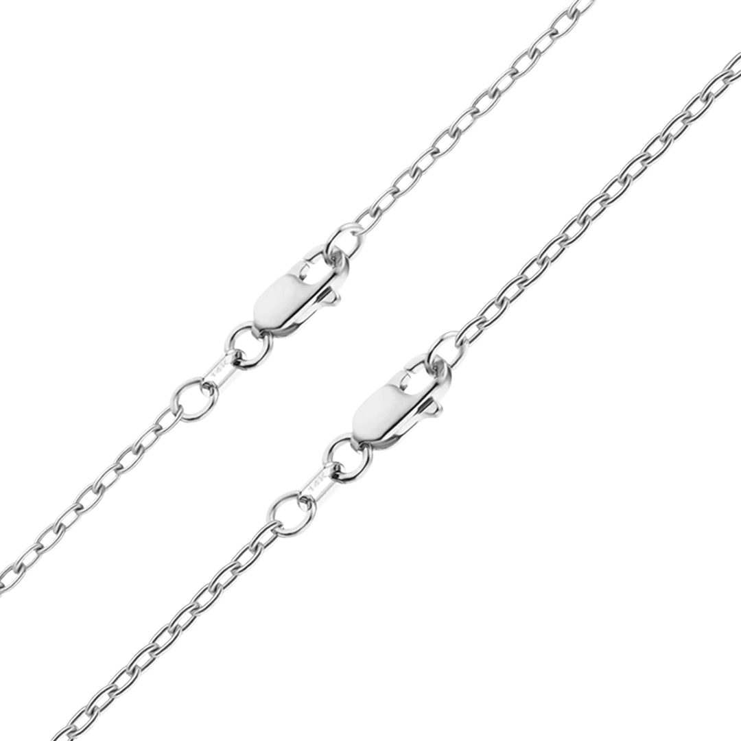 14K White Gold Elongated Cable Link Chain Bracelet Solid Gold Not Plated