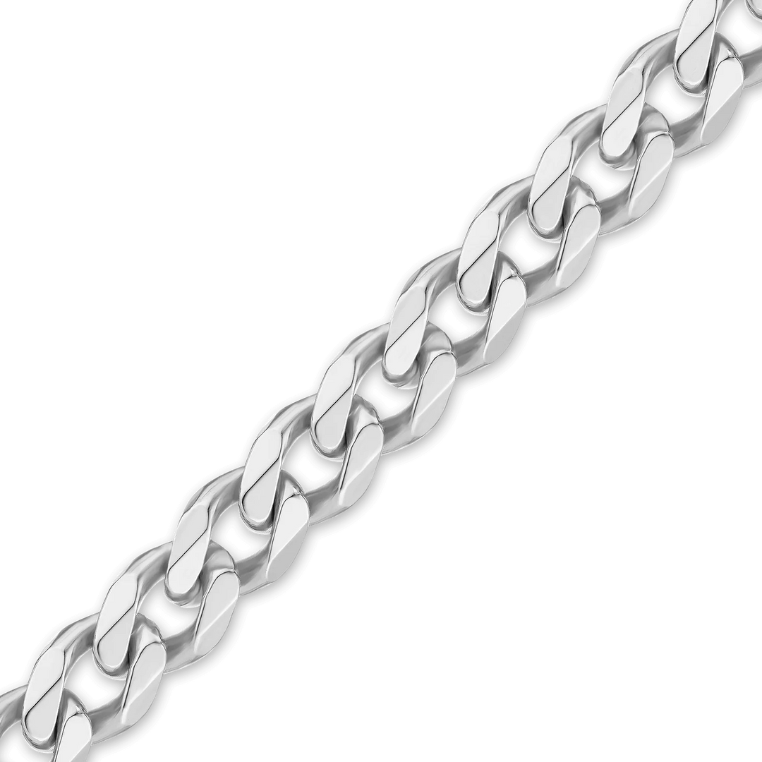 14K White Gold Cuban Curb Link Chain Bracelet Solid Gold Classic Link