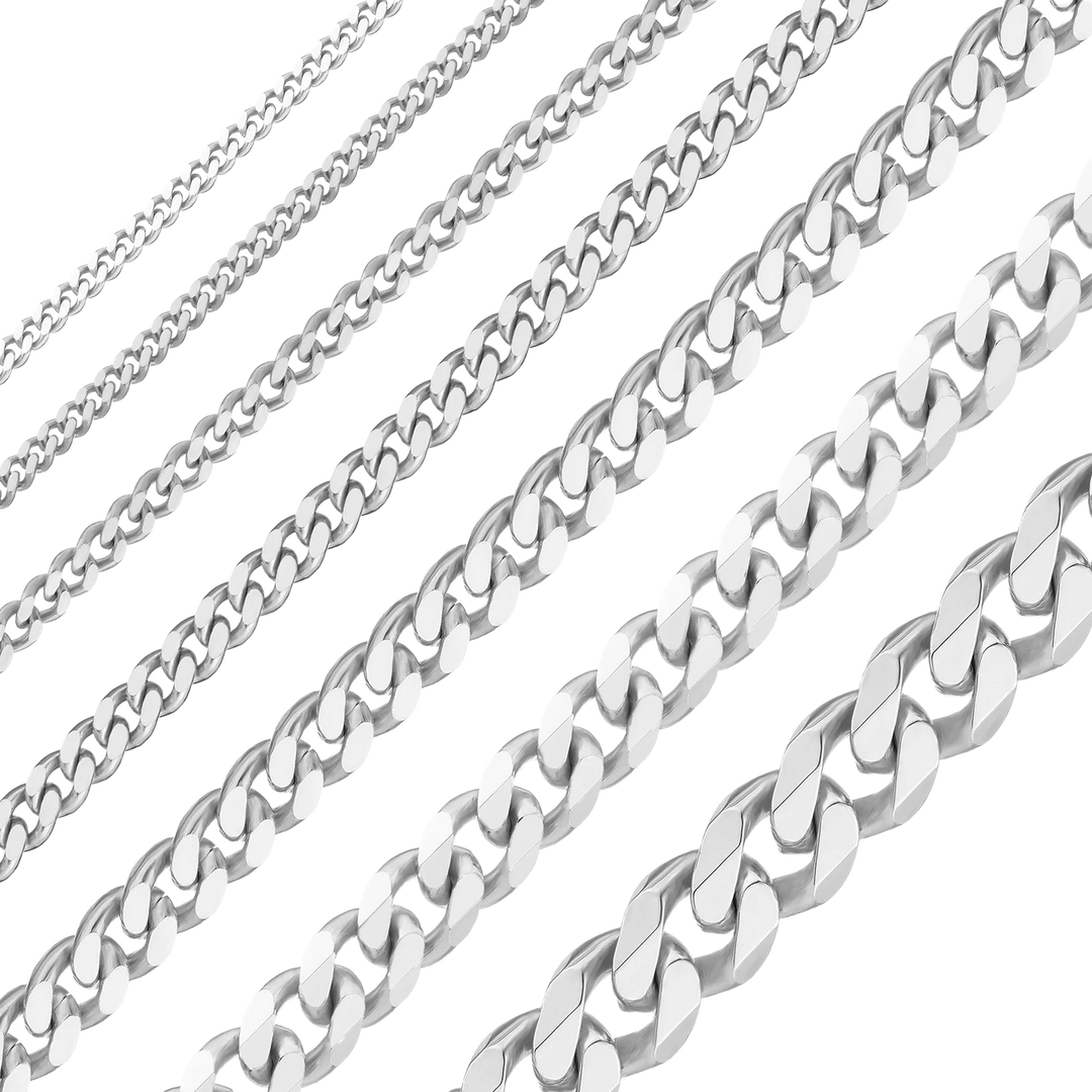 14K White Gold Cuban Curb Link Chain Bracelet Solid Gold Classic Link