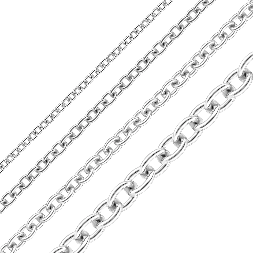 14K White Gold Medium Round Cable Link Chain Bracelet Solid Gold