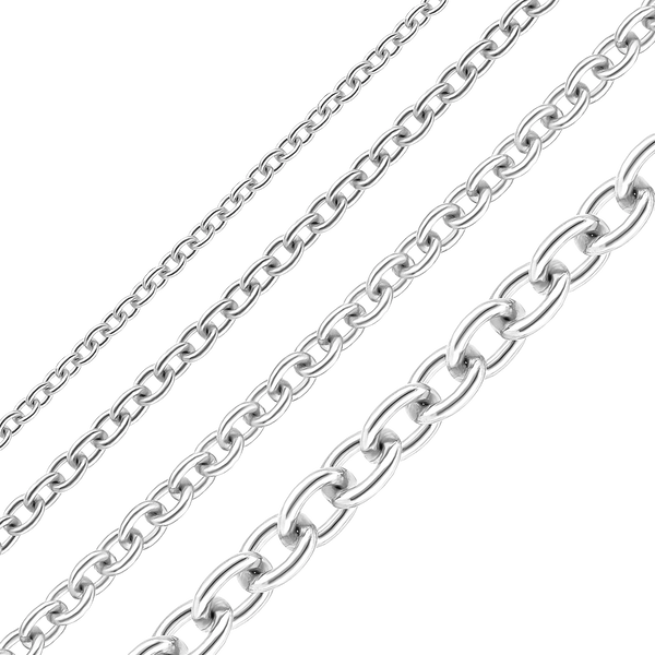 14K White Gold Medium Round Cable Link Chain Bracelet Solid Gold