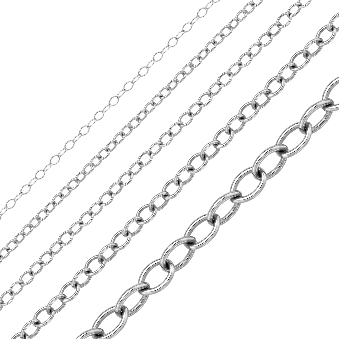 14K White Gold Light Round Cable Link Chain Bracelet Solid Gold