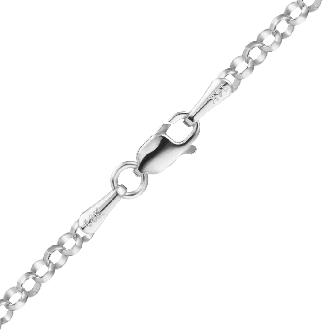 14K White Gold Round Rolo Link Chain Bracelet Solid Gold Classic Link