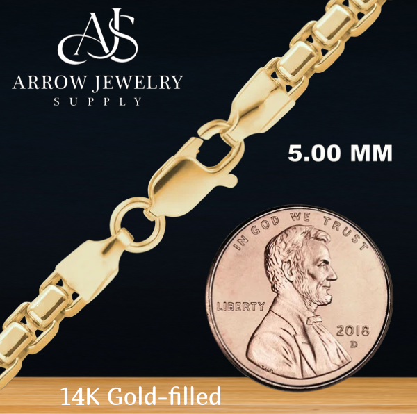 14K Gold-filled Smooth Round Box Pendant Chain Necklace