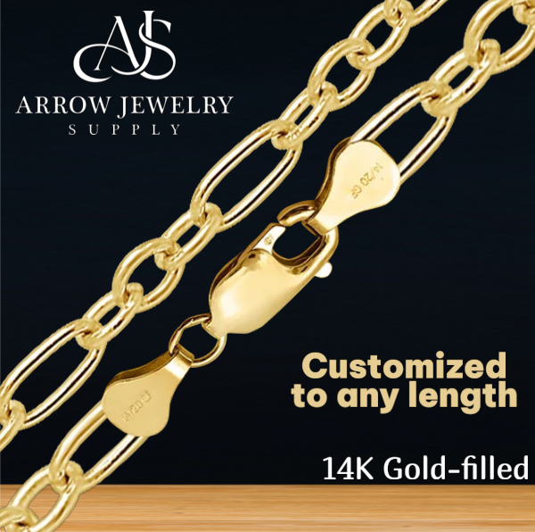 14K Gold-filled Round Figaro Link Cable Chain Necklace