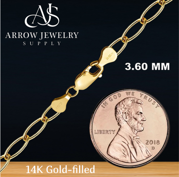 14K Gold-filled Light Elongated Cable Link Chain Necklace