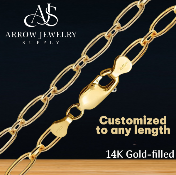 14K Gold-filled Long Short Links Cable Chain Necklace