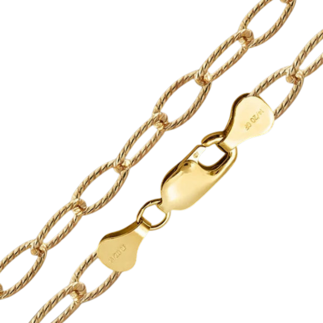 14K Gold-filled Textured Light Round Cable Link Chain Necklace