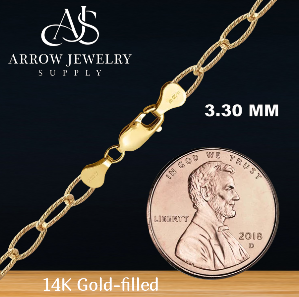 14K Gold-filled Textured Light Round Cable Link Chain Necklace