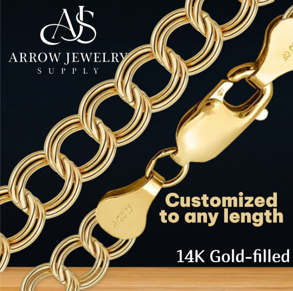 14K Gold-filled Charm Bracelet Double Links
