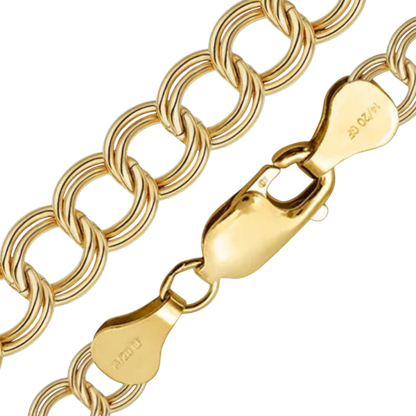 14K Gold-filled Charm Bracelet Double Links