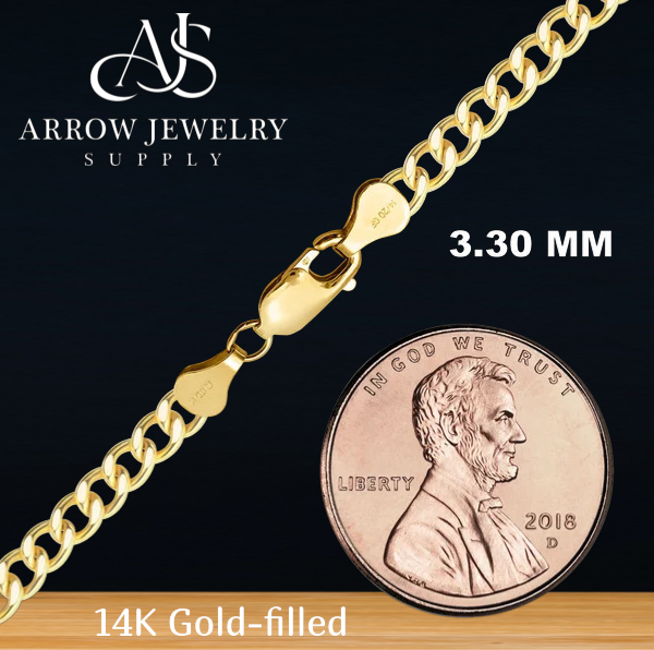 14K Gold-filled Light Round Curb Link Chain Necklace