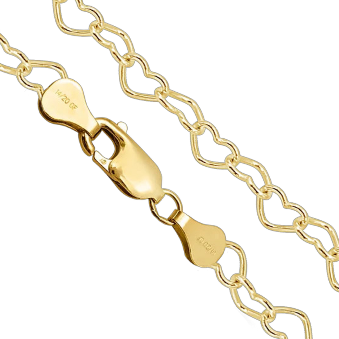 14K Gold-filled Classic Heart Link Chain Necklace