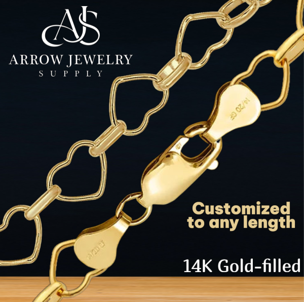 14K Gold-filled Alternating Heart Link Chain Necklace