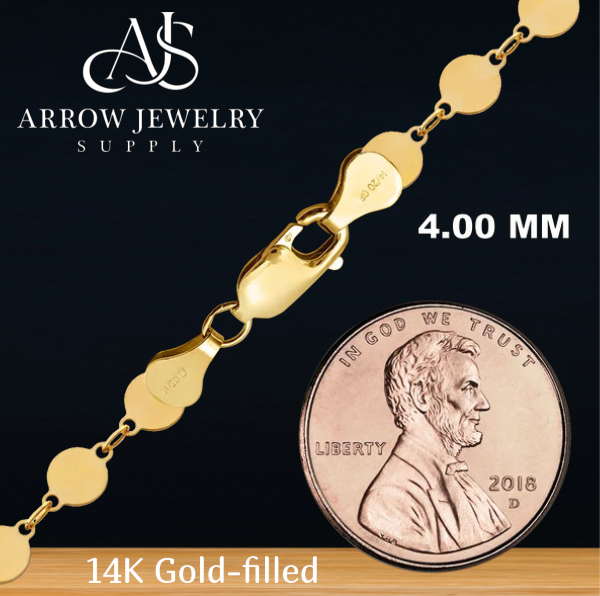 14K Gold-filled Mirror Disc Link Chain Necklace