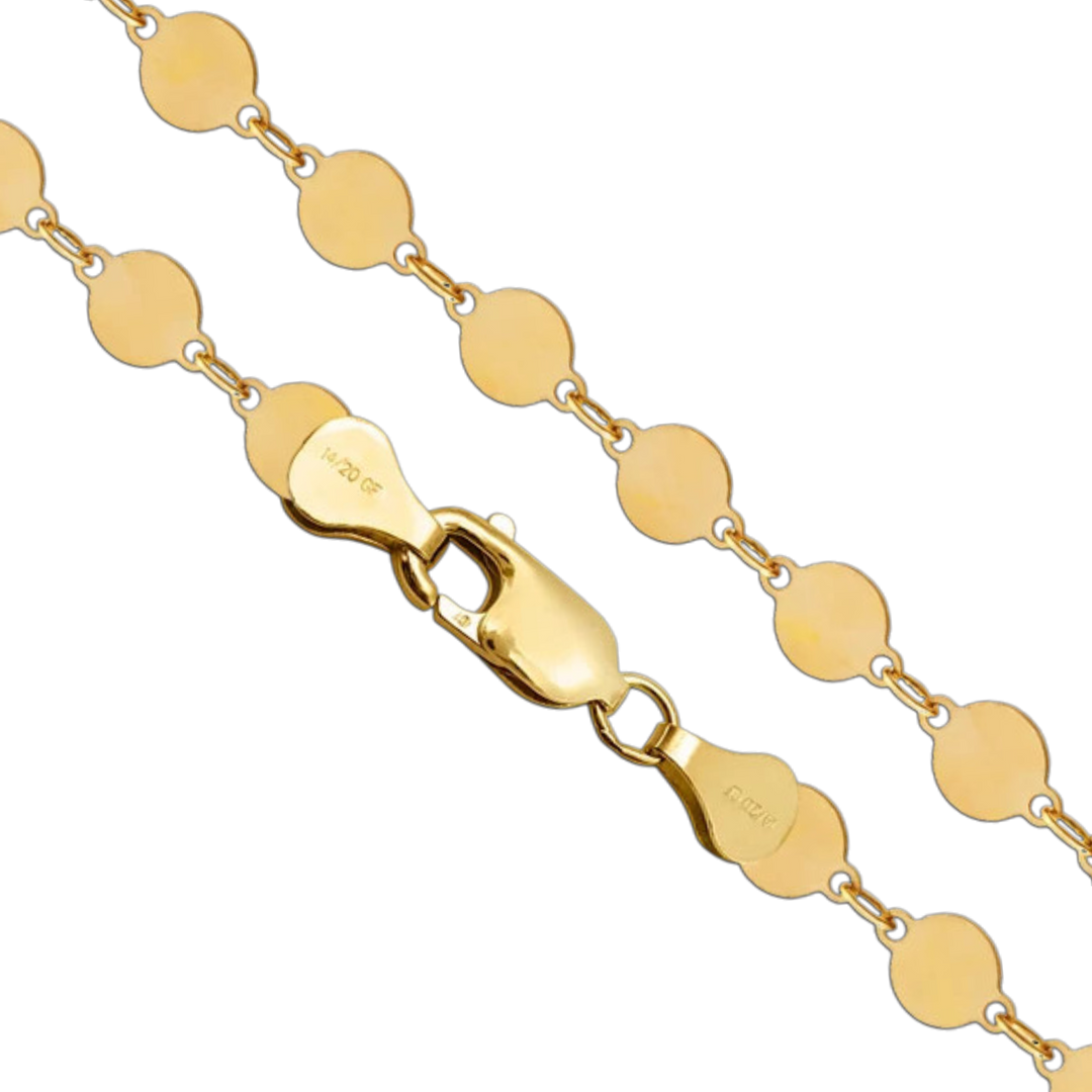 14K Gold-filled Mirror Disc Link Chain Necklace