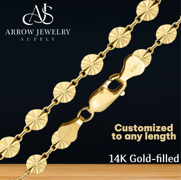 14K Gold-filled Starburst Disc Links Chain Necklace