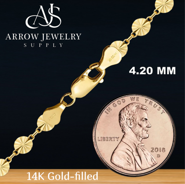 14K Gold-filled Starburst Disc Links Chain Necklace