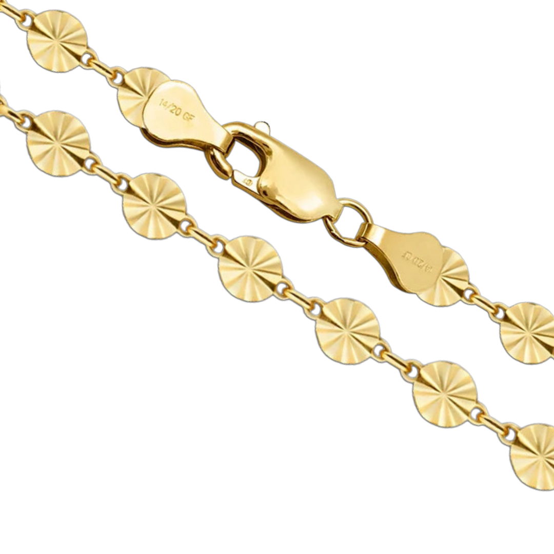 14K Gold-filled Starburst Disc Links Chain Necklace
