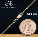 Load image into Gallery viewer, 14K Gold-filled Curb Link Chain Necklace with Gold Bead Satellite Accents
