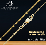 Load image into Gallery viewer, 14K Gold-filled Curb Link Chain Necklace with Gold Bead Satellite Accents
