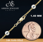 Load image into Gallery viewer, 14K Gold-filled with Sterling Silver Bead Accents Satellite Chain Necklace
