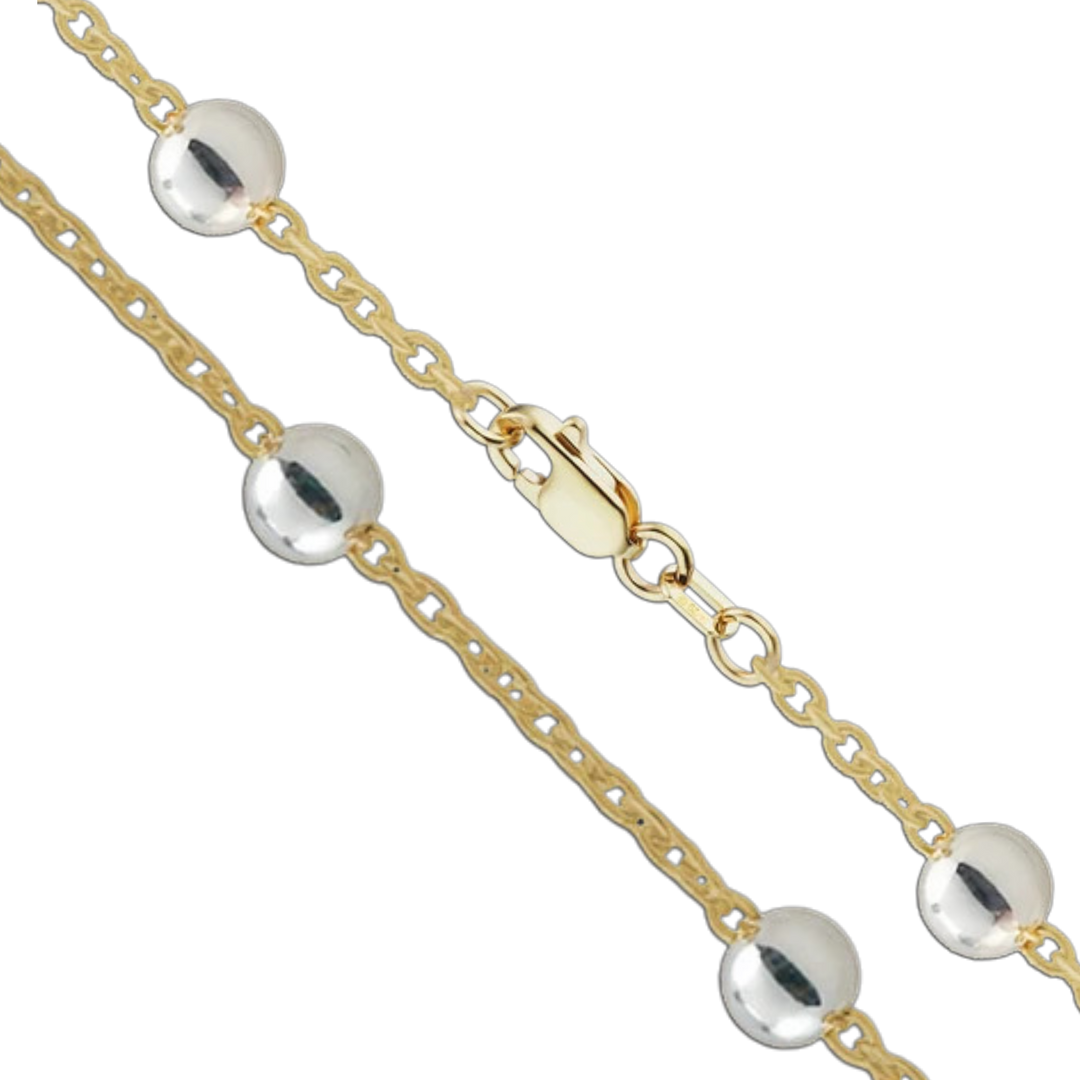 14K Gold-filled with Sterling Silver Bead Accents Satellite Chain Necklace