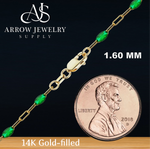 Load image into Gallery viewer, 14K Gold-filled Paperclip Chain with Green or Red Enamel Accent Links Necklace
