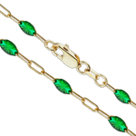 Load image into Gallery viewer, 14K Gold-filled Paperclip Chain with Green or Red Enamel Accent Links Necklace
