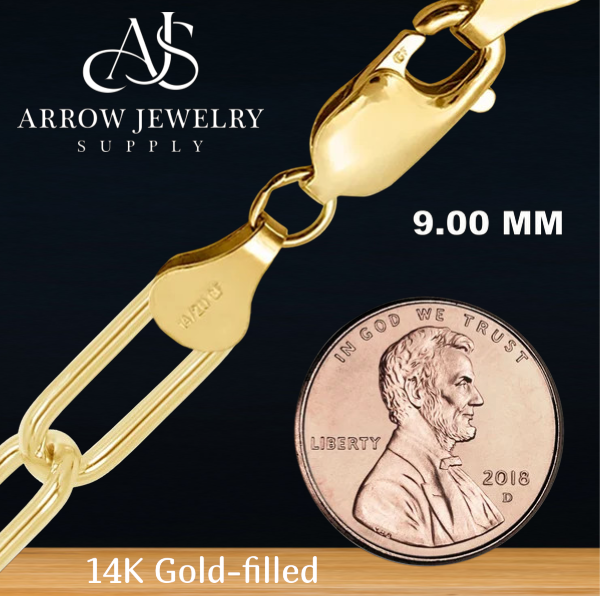 14K Gold-filled Heavy Round Paperclip Link Chain Necklace