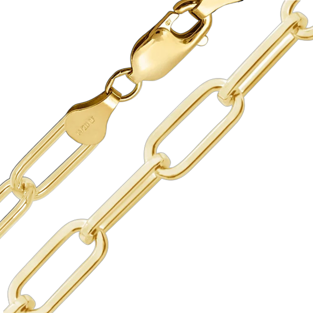 14K Gold-filled Heavy Round Paperclip Link Chain Necklace