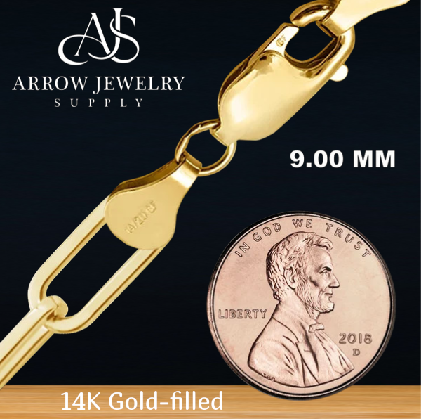 14K Gold-filled Heavy Square Paperclip Link Chain Necklace