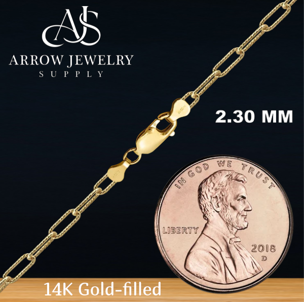 14K Gold-Filled Textured Paperclip Cable Necklace Chain