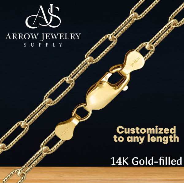14K Gold-Filled Textured Paperclip Cable Necklace Chain
