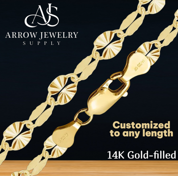 14K Gold-filled Valentino Sunburst Link and Curb Link Chain Necklace