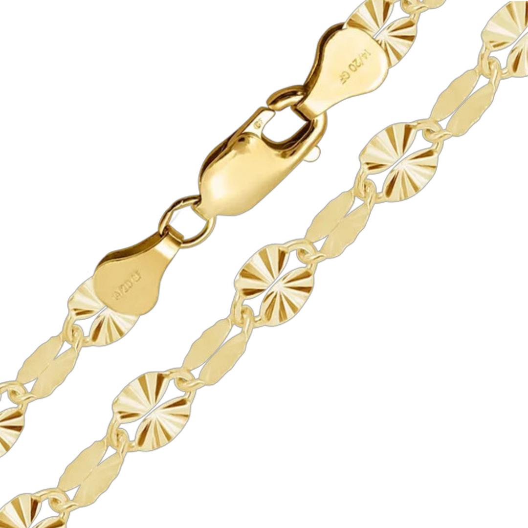 14K Gold-filled Valentino Sunburst Link and Curb Link Chain Necklace