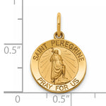 Load image into Gallery viewer, 14K Solid Gold St. Peregrine Medal, Round Patron Saint of Cancer Pendant
