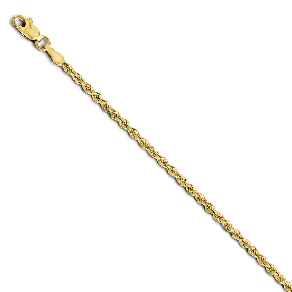 Leslies 14K Yellow Gold 2mm Diamond Cut Rope Chain Bracelet  Length 7'' inches