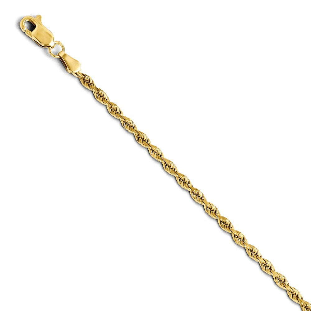 Leslies 14K Yellow Gold 2.5mm Diamond Cut Rope Chain Bracelet  Length 7'' inches