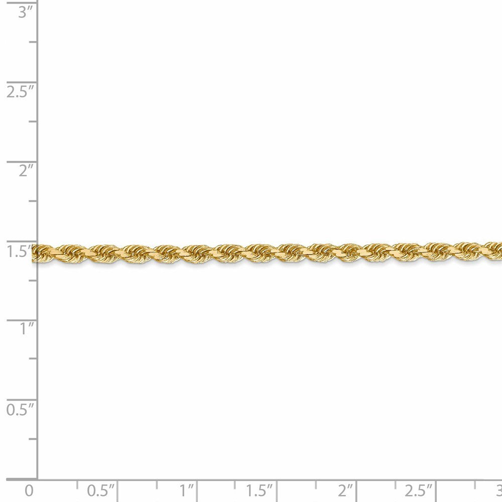 Leslies 14K Yellow Gold 3mm Diamond Cut Rope Chain Bracelet  Length 7'' inches