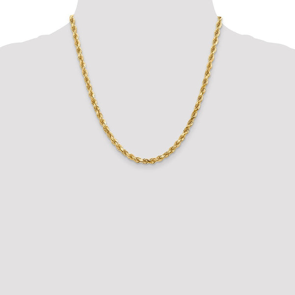 Leslies 14K Yellow Gold 5mm Diamond Cut Rope Chain Necklace  Length 20'' inches