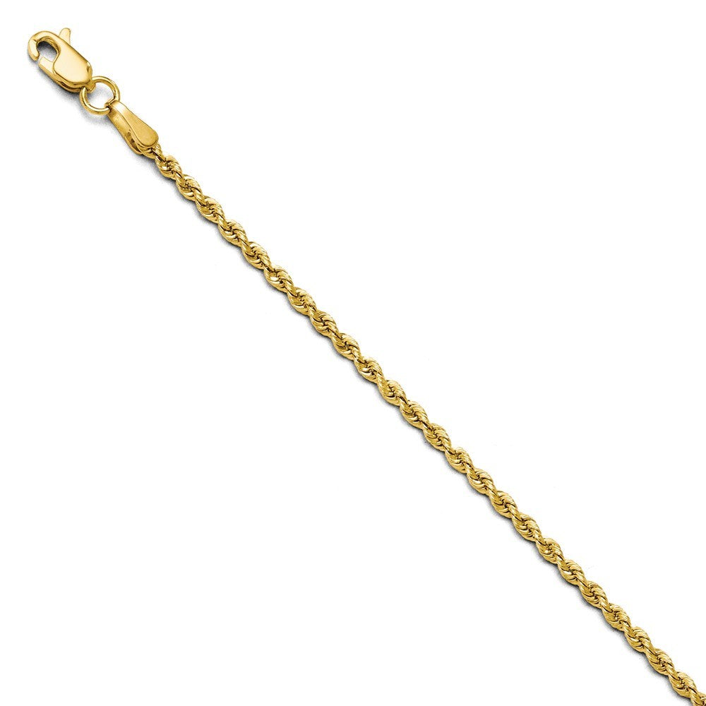 Leslies 14K Yellow Gold 2mm Solid Rope Chain Bracelet  Length 7'' inches