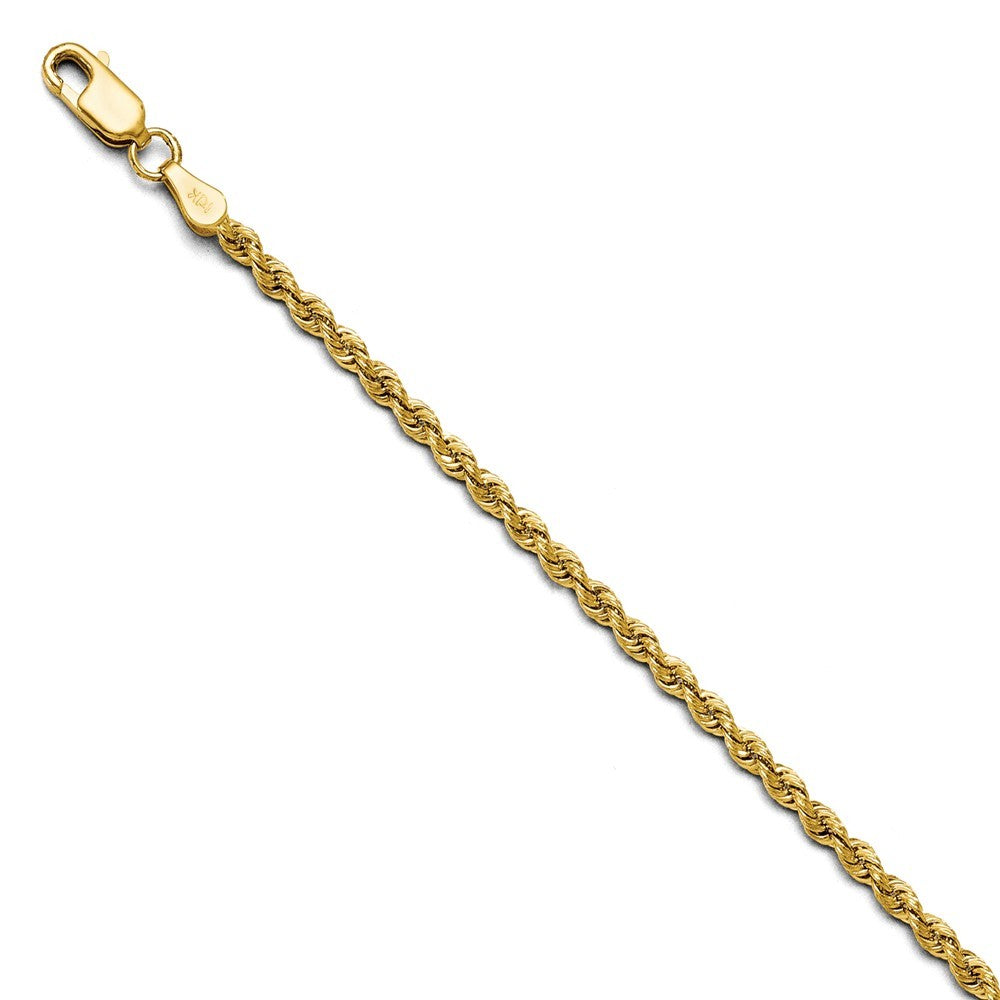 Leslies 14K Yellow Gold 2.5mm Solid Rope Chain Bracelet  Length 7'' inches