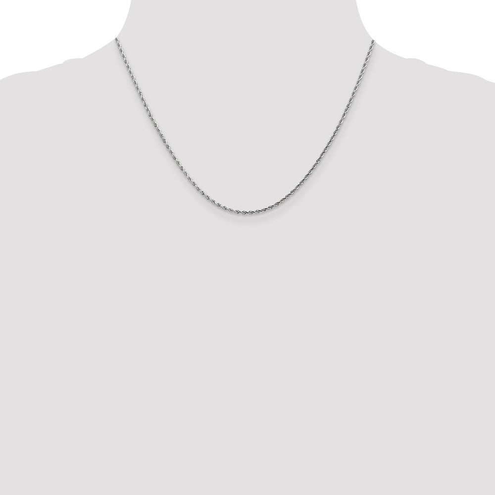 Leslies 14K White Gold 1.75mm Diamond Cut Rope Chain Necklace  Length 24'' inches