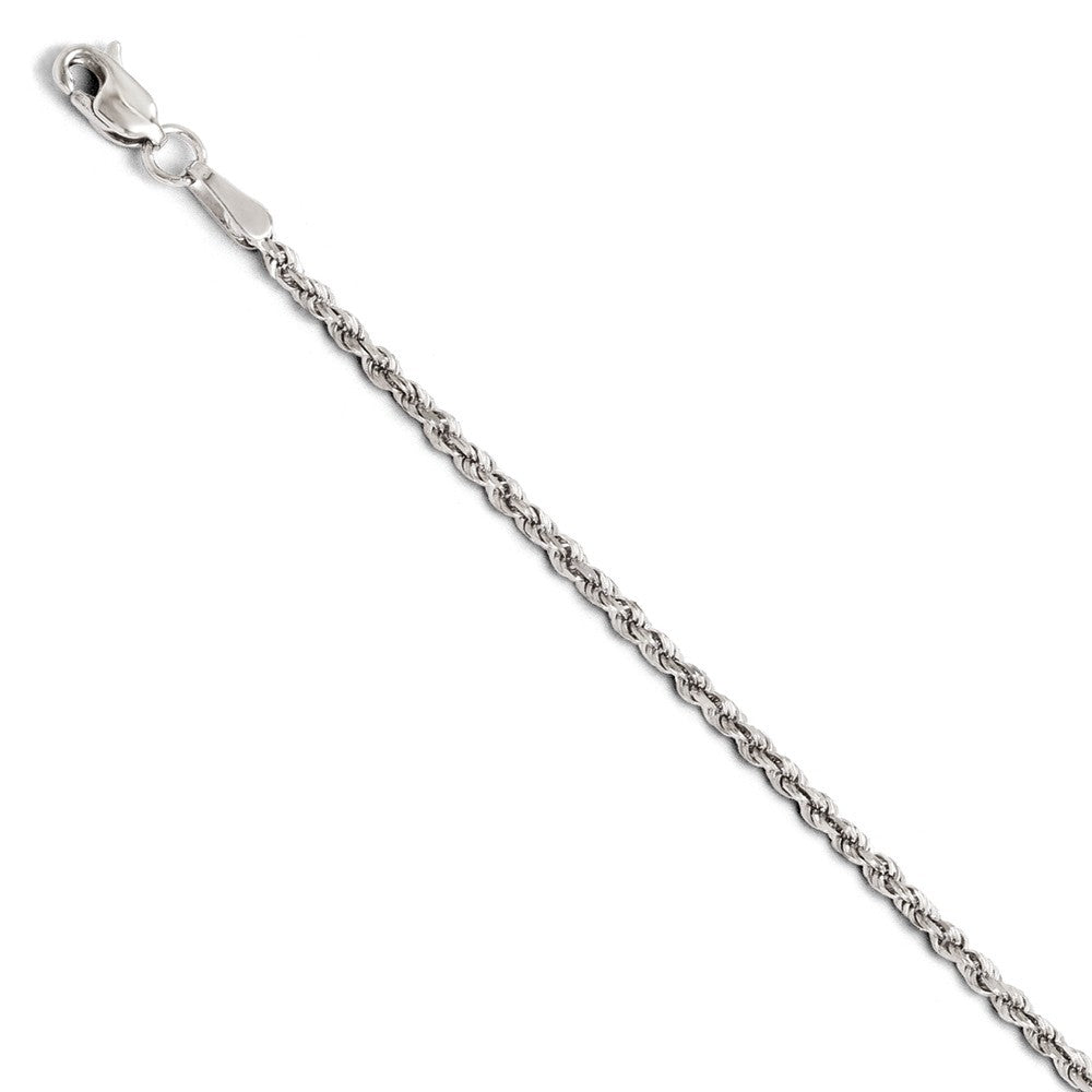 Leslies 14K White Gold 1.75mm Diamond Cut Rope Chain Bracelet  Length 7'' inches
