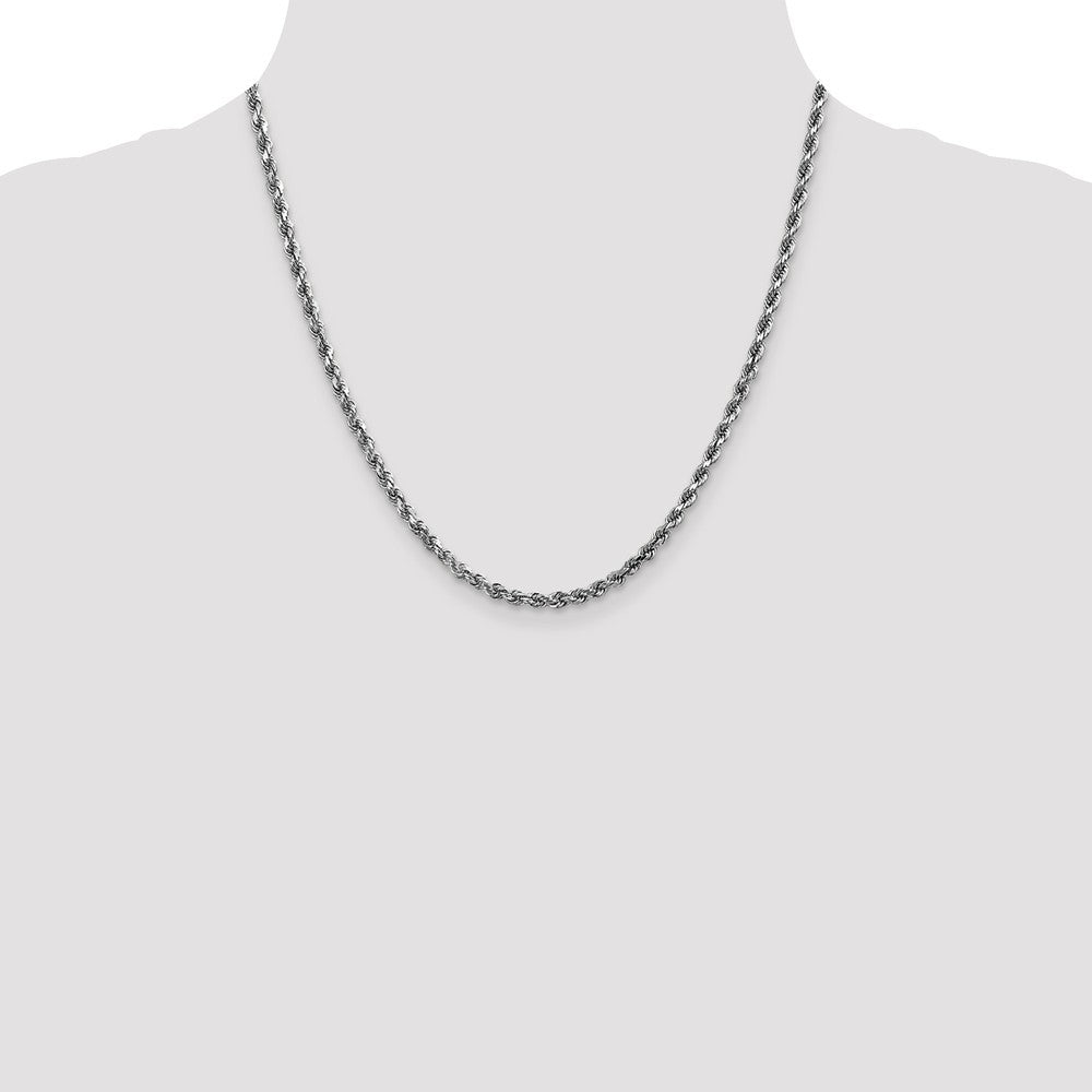 Leslies 14K White Gold 4mm Diamond Cut Rope Chain Necklace  Length 20'' inches