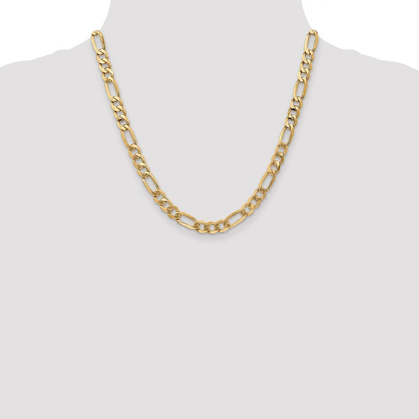 Leslies 14K Yellow Gold 7mm Flat Figaro Chain Necklace  Length 20'' inches
