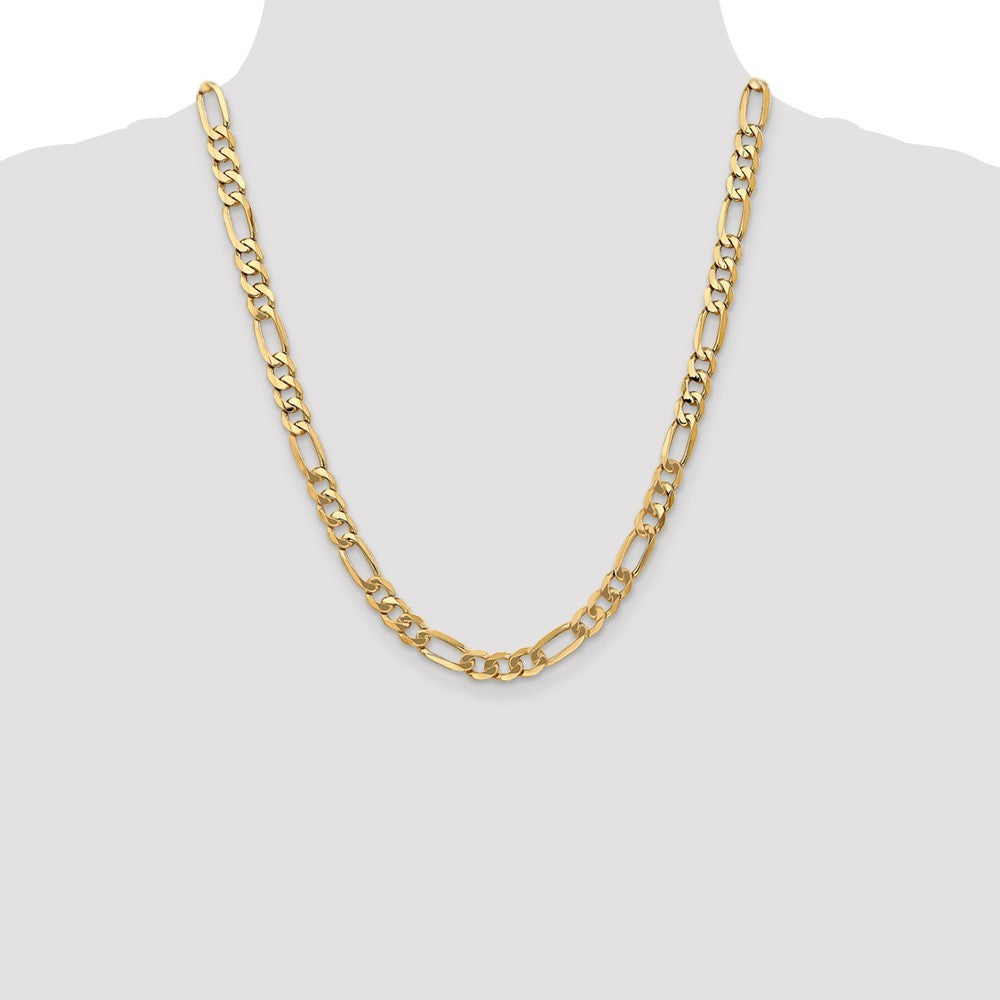 Leslies 14K Yellow Gold 7mm Flat Figaro Chain Necklace  Length 20'' inches