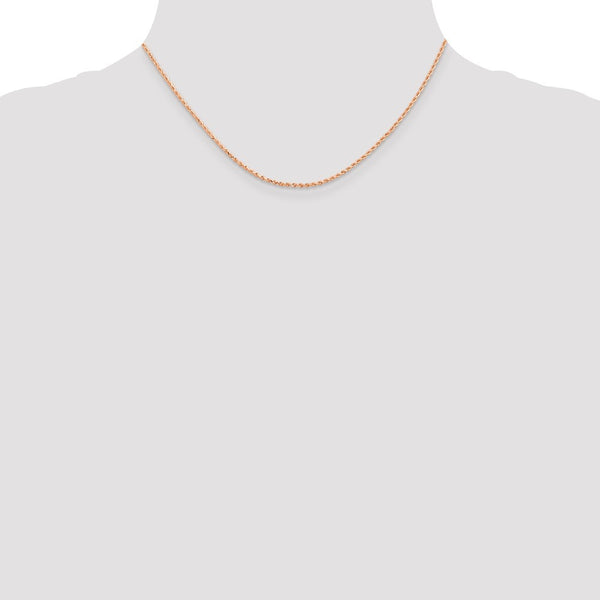 Leslies 14K Rose Gold 1.5mm Diamond Cut Rope Chain Necklace  Length 16'' inches